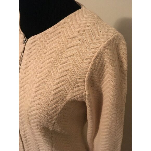 Rosie Neira Cream Zig Zag Zippered Jacket, Size Small - Picture 3 of 7